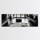 Modern Living, Minimalist Decor, Cowhide Rug, Framed Canvas Print, Neutral Aesthetic Wall Art, Luxury Living Room Design Accent