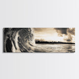 Barrel Wave, Tropical Storm, Surfer’s Dream, Framed Canvas Print, Ocean Power Wall Art, Coastal Living Room Photography Decor