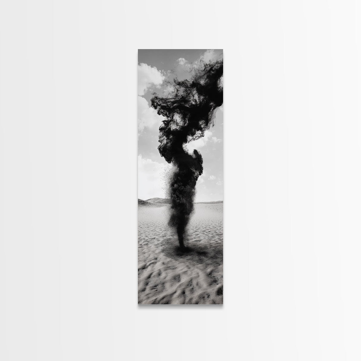 Smoke Storm, Desert Vortex, Abstract Motion, Surreal Art, Framed Canvas Print, Black and White Wall Art, Modern Office Decor, Dark Aesthetic