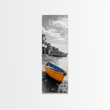 Yellow Boat, Coastal Wall Art, Seaside Home Decor, Beach Photography, Canvas Print, Nautical Theme, Bathroom Art, Minimalist Seascape