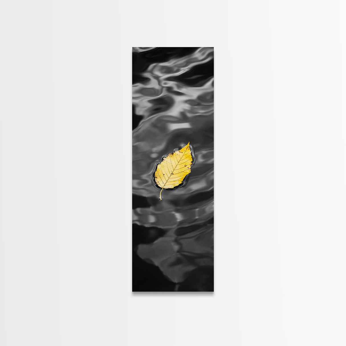 Yellow Leaf, Floating Leaf, Autumn Water Art, Nature Minimalism, Canvas Print, Zen Decor, Bathroom Wall Art, Fall Inspired Artwork