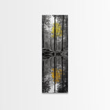 Yellow Tree, Autumn Woods, Forest Reflection, Nature Glow, Framed Canvas Print, Fall Wall Art, Rustic Decor, Cabin Art, Earthy Tones