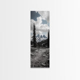 Mountain Landscape, Trail Pathway, Cloudy Sky, Nature Photography, Canvas Print, Rustic Cabin Decor, Adventure Hiker Wall Art