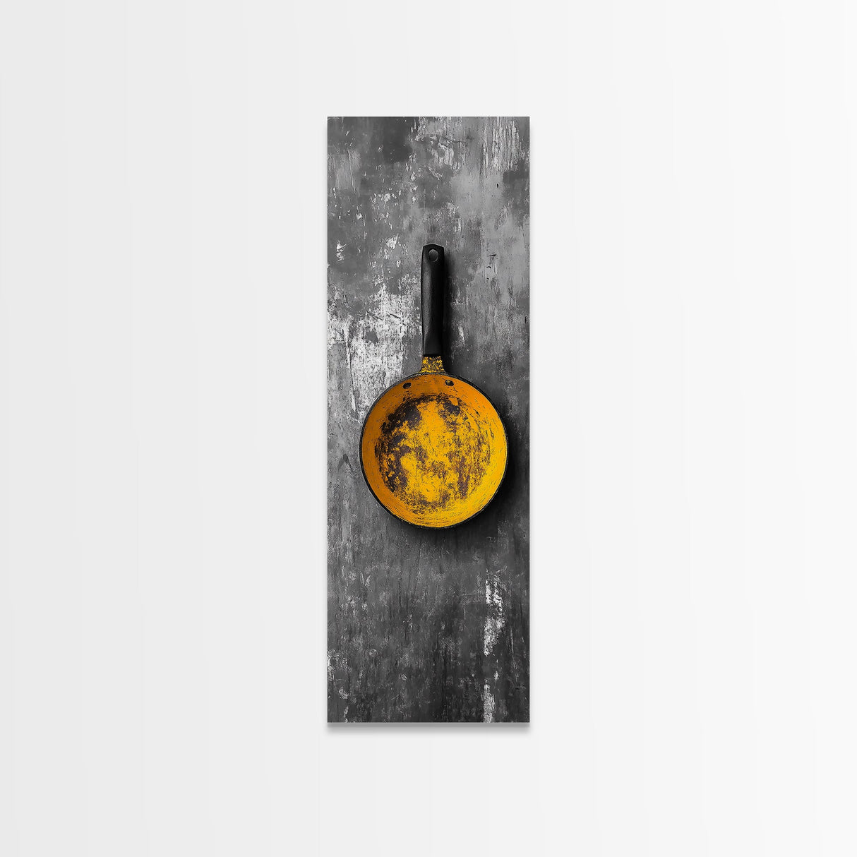 Yellow Pan, Rustic Kitchen, Bold Contrast, Culinary Wall Art, Framed Canvas Print, Industrial Decor, Chef Gift Kitchen Wall Art