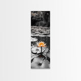 Orange Water Lily, Peaceful Pond Scene, Nature Reflection, Elegant Bloom, Framed Canvas Print Zen Bathroom Wall Art, Botanical Decor