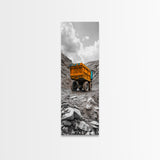 Mining Truck, Industrial Power, Bold Machinery, Construction Scene, Canvas Print, garage wall art, boys room decor, grunge wall art