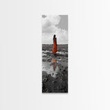 Solitary Woman, Polka Dot Dress, Reflected Mood, Framed Canvas Print, Surreal Fine Art, Bedroom Wall Art, Contemporary Minimalist Style