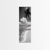 Tropical Palm, Beach Scene, Coastal Vibes, Framed Canvas Print, Relaxing Ocean Art, Bathroom Wall Decor, Minimalist Seaside Landscape