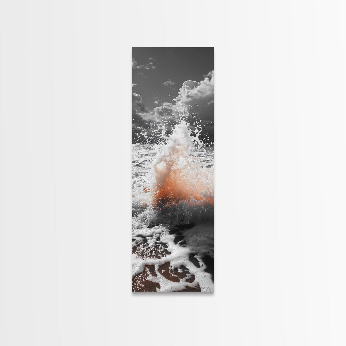 Splash Art, Sea Foam, Sunset Water, Ocean Spray, Canvas Print, Bathroom Wall Art, Beach Aesthetic, Abstract Coastal Photography