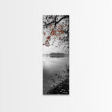 Autumn Leaves, Peaceful Lake, Misty Morning, Nature Silence, Canvas Print, Fall Wall Art, Neutral Bedroom Decor, Minimalist Photography