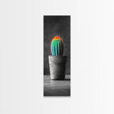 Neon Cactus, Desert Plant, Bold Botanical, Modern Boho Decor, Framed Canvas Print, Bedroom Wall Art, Color Pop Style