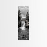 Waterfall Serenity, Mountain Stream Scene, Calming Nature Wall Art, Framed Canvas Print, Neutral Tones Decor, Bathroom or Spa Room Art