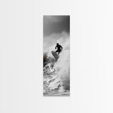 Surfer Wave, Extreme Sports, Ocean Power, Surf Culture, Dynamic Motion Shot, Framed Canvas Print, Coastal Teen Bedroom Wall Art