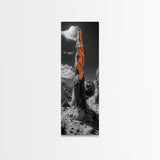 Orange Spire, Desert Rock, Natural Monument, High Contrast Landscape, Framed Canvas Print, Rustic Office Wall Art, Fall Desert Decor