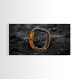 Industrial Ring, Weathered Metal, Grunge Aesthetic, Earth Tones – Canvas Print, Masculine Wall Art, Garage Decor, Minimalist Rustic Design