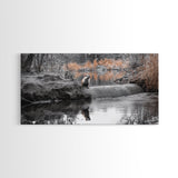 River Otter View, Wildlife Scene, Autumn Nature, Moody Landscape, Framed Canvas Print, Cabin Decor, Animal Wall Art, Woodland Aesthetic