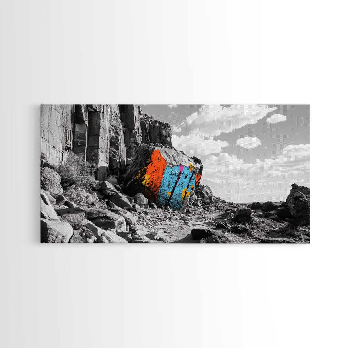 Painted Rock Trail, Vivid Canyon Colors, Framed Canvas Print, Boho Desert Art, Nature Lover Wall Decor, Adventure Vibes, Hallway Art
