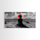 Red Hat Woman, Surreal Desert, Fashion Silhouette, Framed Canvas Print, Minimalist Wall Art, Bold Modern Decor, Bedroom Gallery Style