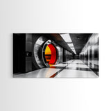 Vault Door, Futuristic Hallway, Urban Industrial Art, Sci Fi Decor, Framed Canvas Print, Office Wall Art, Red Orange Interior Glow