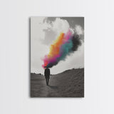Colorful Mind, Surreal Silhouette, Abstract Smoke Art, Framed Canvas Print, Office Wall Art, Conceptual Psychedelic Art Decor
