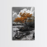 Mangrove Tree, Coastal Roots, Swamp Nature, Fall Tones Canvas Print, Tropical Wetlands Wall Art, Earthy Living Room Decor, Moody Art