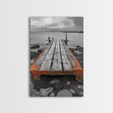 Rustic Dock, Seaside Escape, Coastal Pier, Nautical Wood, Canvas Print, Lake House Decor, Farmhouse Style, Living Room Wall Art