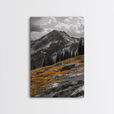 Mountain Peak, Alpine Landscape, Autumn Meadow, Framed Canvas Print, Fall Wall Art, Rustic Cabin Decor, Nature Photography, Living Room
