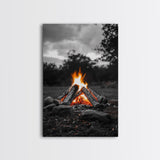 Firewood Blaze, Autumn Campfire, Outdoor Canvas Print, Cozy Cabin Wall Art, Rustic Nature Decor, Adventure Wall Accent