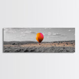 Hot Air Balloon, Colorful Sky, Open Field, Adventure Art, Framed Canvas Print, Whimsical Decor, Playroom Wall Art, Travel Theme