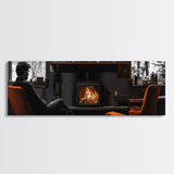 Fireplace Moment, Cozy Cabin Mood, Fall Comfort Scene, Framed Canvas Print, Hygge Wall Art, Masculine Decor, Warm Living Room Style