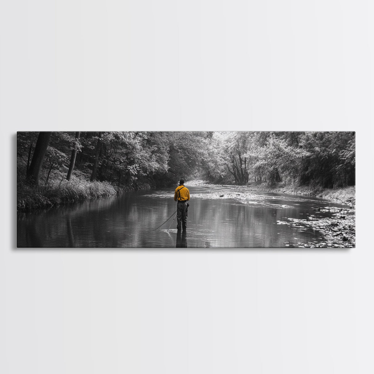 Autumn Fly Fishing, Yellow Jacket River Scene, Framed Canvas Print, Rustic Home Decor, Fisherman Gift, Nature Photography, Cabin Wall Art