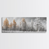 Snowy Forest Landscape, Frosted Pine Trees, Winter Wonderland Scene, Framed Canvas Print, Nordic Minimalist, Holiday Wall Art