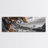Twisted Tree, Rugged Coast, Autumn Forest, Framed Canvas Print, fall wall art, rustic nature print, living room decor, woodland landscape