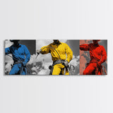 Cowboy Pop Art, Red Yellow Blue Trio, Western Rodeo Style, Framed Canvas Print, Bold Color Wall Art, Man Cave Decor, Modern Western Art