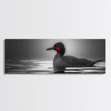 Red-Eyed Loon, Waterbird, Monochrome Beauty, Wildlife Portrait, Framed Canvas Print, Cabin Wall Art, Bird Lover Gift, Nature Photography