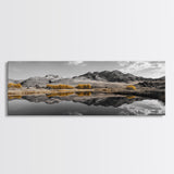Yellow Trees, Mirror Lake, Majestic Mountains, Canvas Print, Fall Wall Art, Nature Photography, Peaceful Landscape Decor