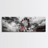 Ferris Wheel, Carnival Ride, Stormy Sky, Fairground Scene, Framed Canvas Print, Retro Wall Art, Teen Bedroom Decor, Industrial Urban Style