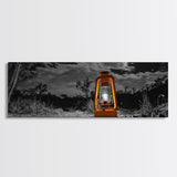 Lantern Glow, Night Forest, Rustic Camping, Glowing Light, Canvas Print, Fall Wall Art, Cozy Home Accent, Cabin or Den Decor