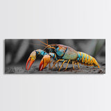 Rainbow Lobster Macro, Exotic Crustacean Art, Vivid Ocean Creature, Framed Canvas Print, Kitchen Wall Art, Coastal Nature Decor