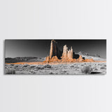 Desert Monolith Landscape, Orange Canyon Art, Southwest Nature Wall Decor, Framed Canvas Print, Rustic Home Art, Minimalist Earth Tones