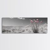 Desert Bloom Flowers, Pink Wildflower Landscape, Nature Wall Art, Framed Canvas Print, Boho Decor, Feminine Desert Bedroom Aesthetic