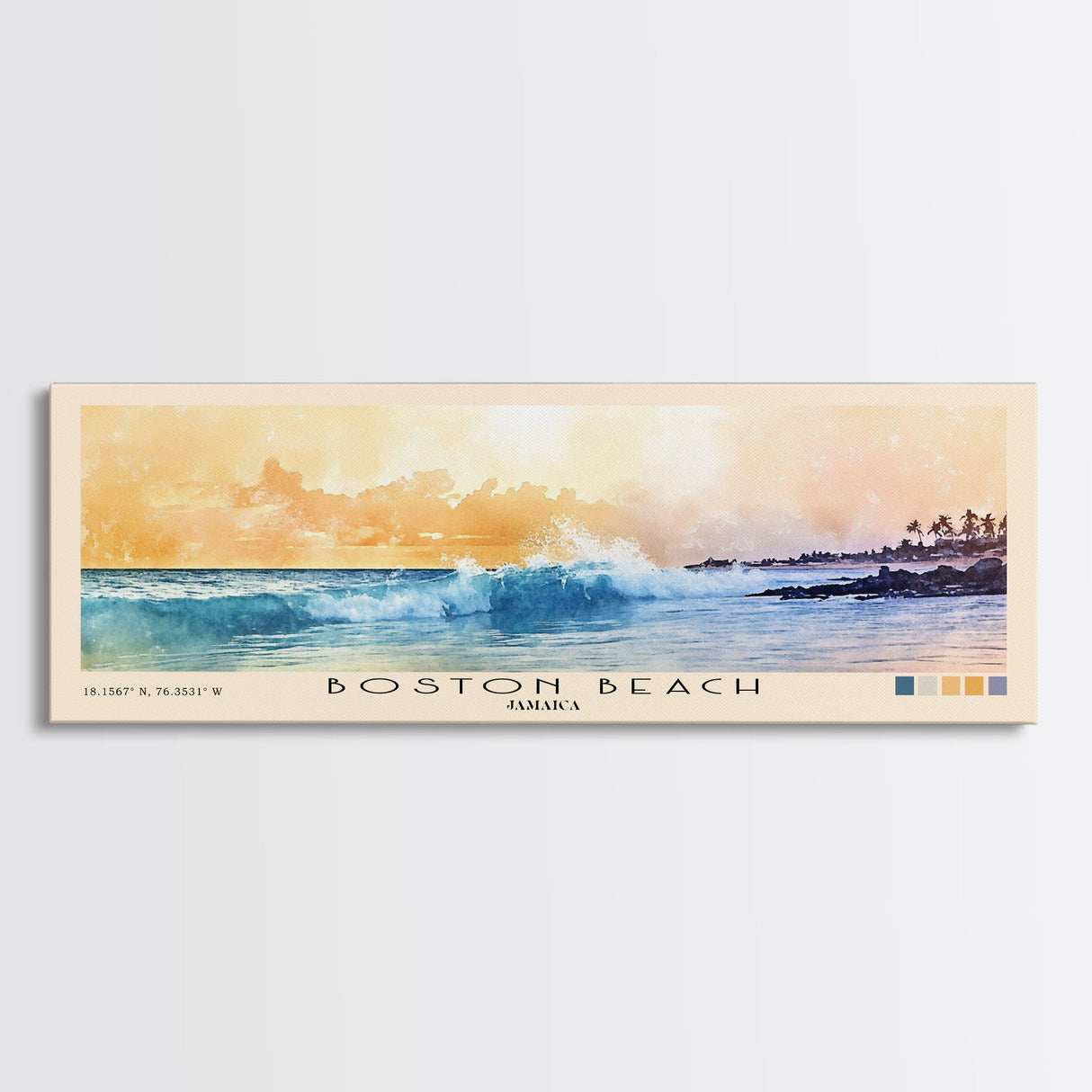 Boston Beach, Jamaica Watercolor Beach Print, Vacation Gift, Jamaica Wall Art, Beach Painting, Beach Decor, Beach Painting