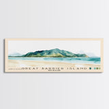 Great Barrier Island, New Zealand Watercolor Beach Print, Vacation Gift, New Zealand Wall Art, Framed Canvas Print, Framed Beach Painting
