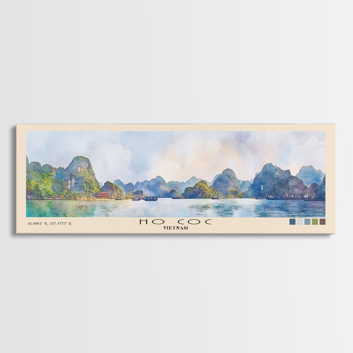 Ho Coc, Vietnam Watercolor Print, Vacation Gift, Vietnam Wall Art, Beach Painting, Beach Decor, Large Wall Art, Wood Frame Art