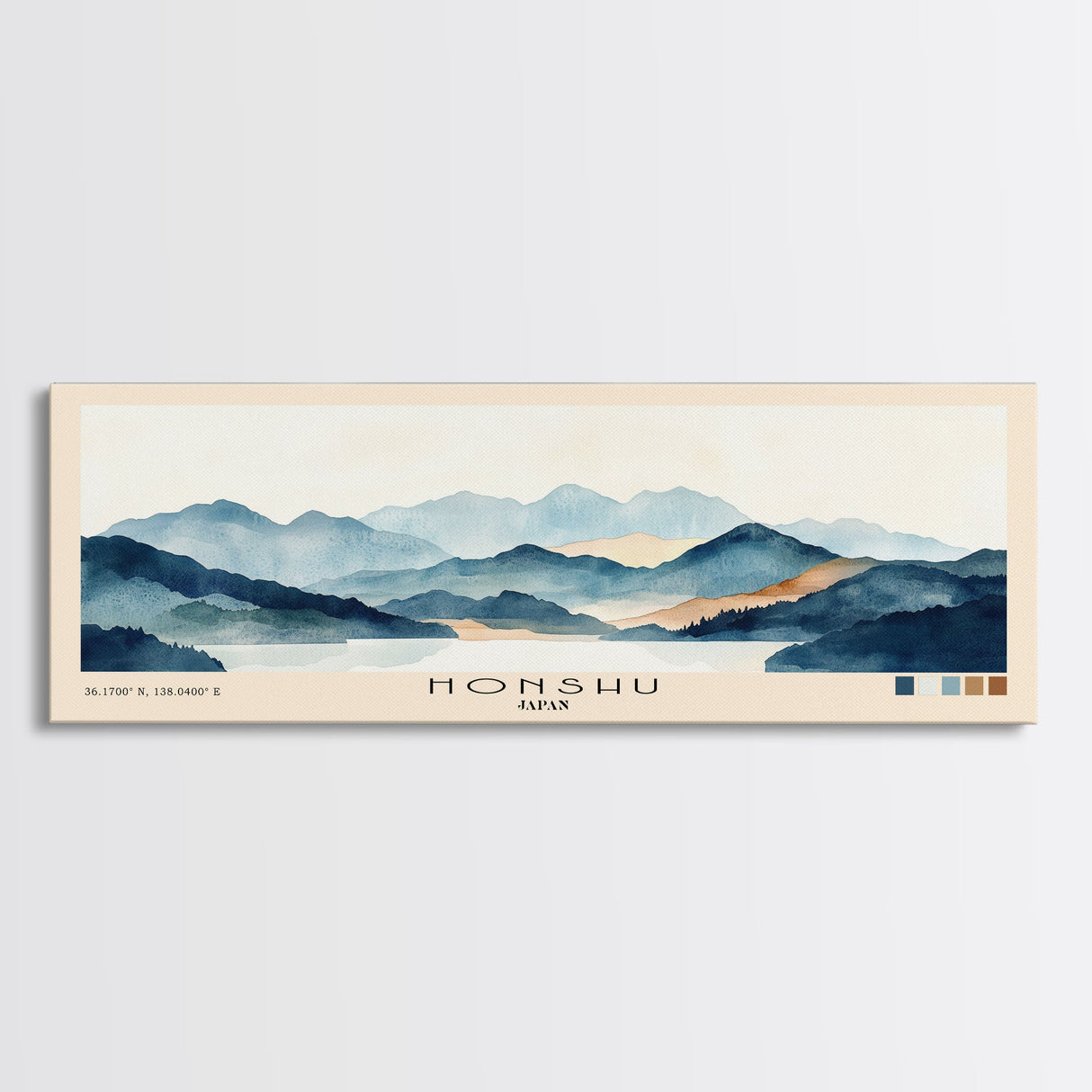 Honshu, Japan Watercolor Print, Vacation Gift, Japan Wall Art, Beach Painting, Beach Decor, Large Wall Art, Wood Frame Art
