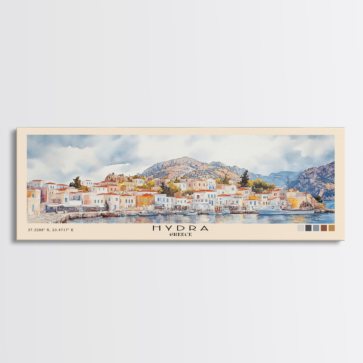 Hydra, Greece Watercolor Print, Vacation Gift, Greece Wall Art, Vacation Wall Art, Vacatation Memories, Beach Decor, Beach Or Lakehouse Art