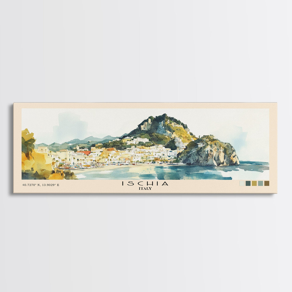 Ischia, Italy Watercolor Beach Print, Vacation Gift, Italy Wall Art, Beach Painting, Beach Decor, Beach Painting