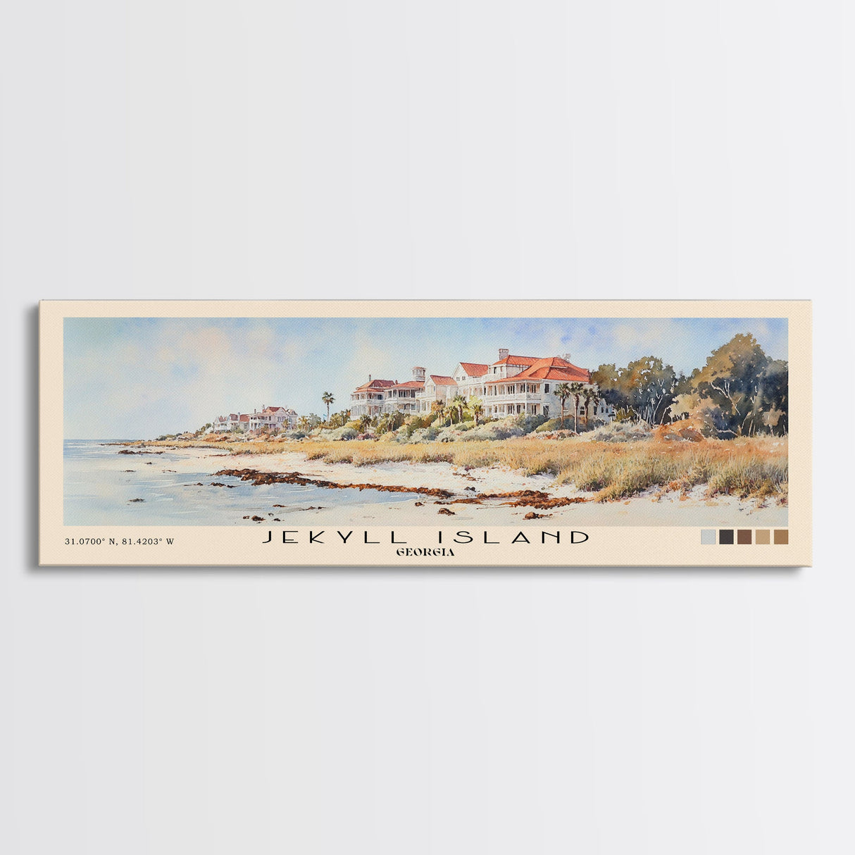 Jekyll Island, Georgia Watercolor Beach Print, Vacation Gift, Georgia Wall Art, Framed Canvas Print, Framed Beach Painting
