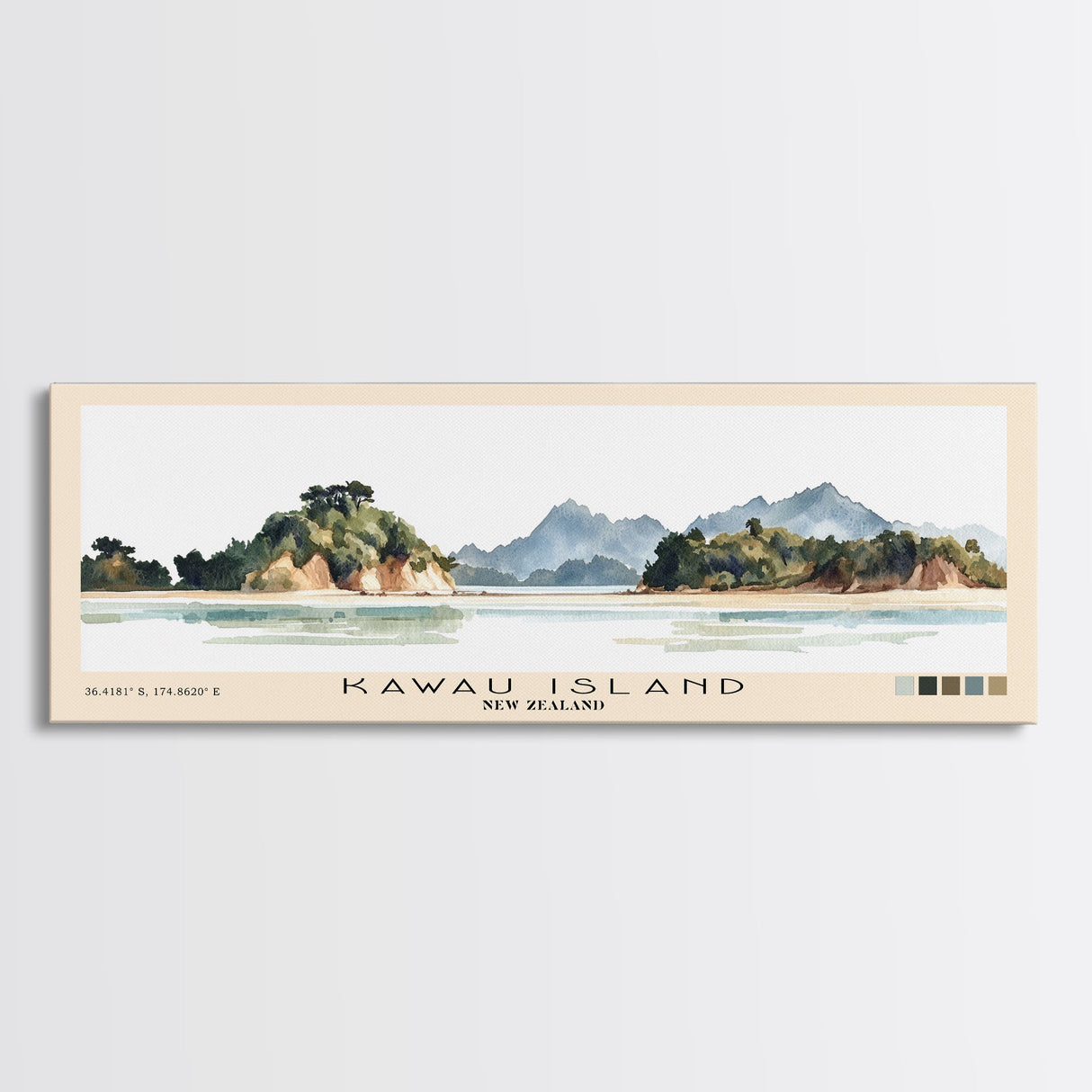 Kawau Island, New Zealand Watercolor Beach Print, Vacation Gift, New Zealand Wall Art, Beach Painting, Beach Decor, Beach Painting