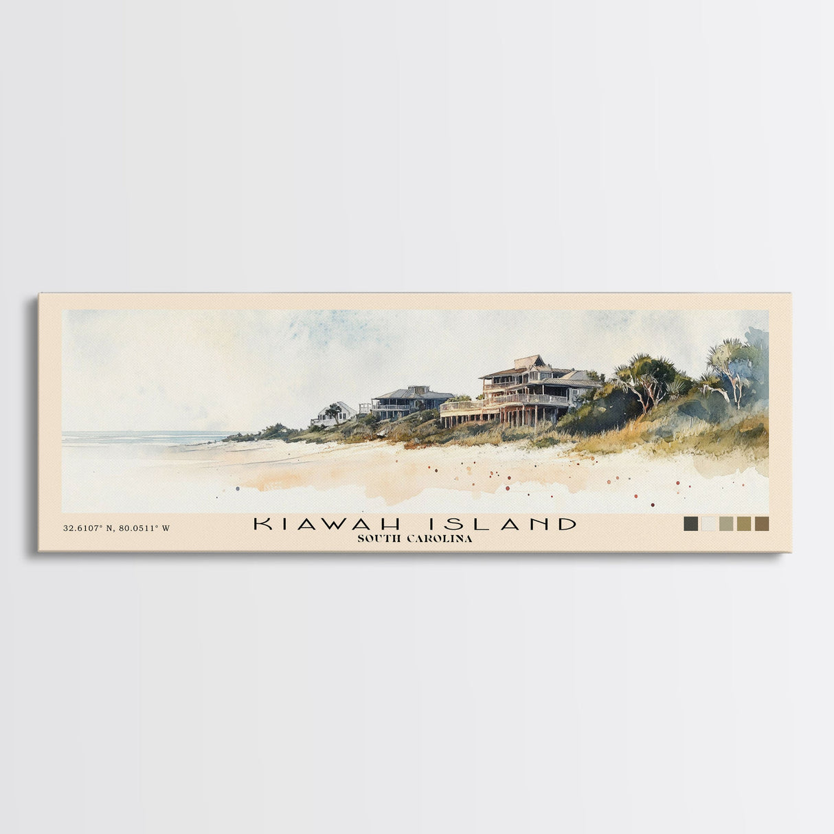 Kiawah Island, South Carolina Watercolor Print, Vacation Gift, South Carolina Wall Art, Beach Painting, Beach Decor, Large Wall Art, Wood Frame Art